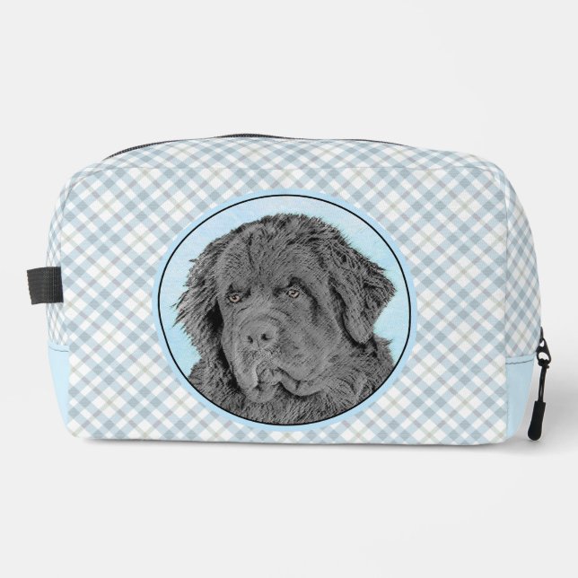 Newfoundland Painting Black Cute Original Dog Art Dopp Kit (Front)