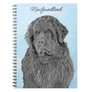 Newfoundland Painting - Cute Original Dog Art Notebook