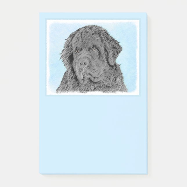 Newfoundland Painting - Cute Original Dog Art Post-it Notes (Front)
