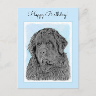 Newfoundland Painting - Cute Original Dog Art Postcard