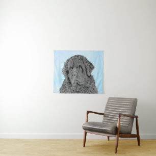 Newfoundland Painting - Cute Original Dog Art Tapestry
