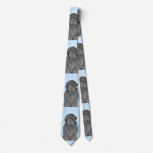 Newfoundland Painting - Cute Original Dog Art Tie