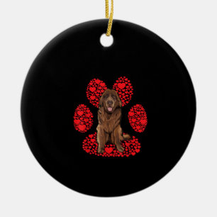 Newfoundland paws   valentines day present ceramic ornament