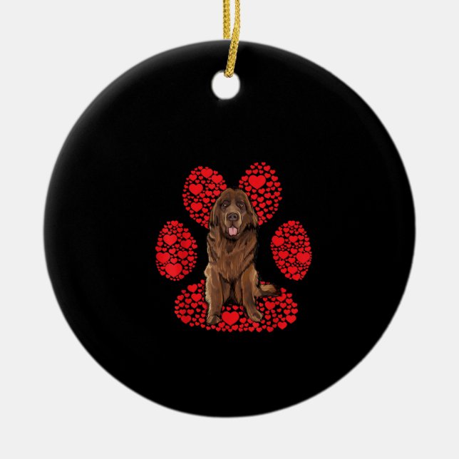 Newfoundland paws | valentines day present ceramic ornament (Front)