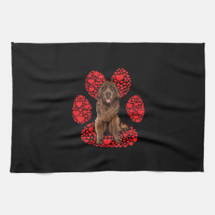 Newfoundland paws valentines day present tea towel