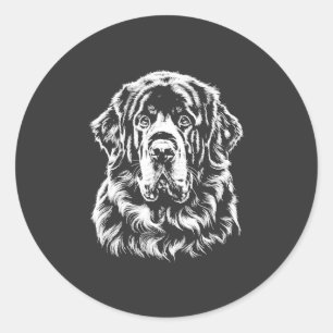 Newfoundland Portrait Minimalist Apparel Classic Round Sticker