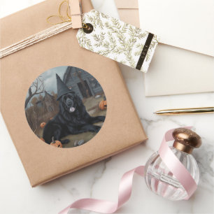 Newfoundland Pumpkins Halloween Scary Classic Round Sticker