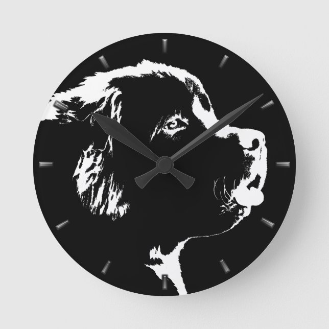Newfoundland Pup Clock Dog Lover Wall Clock Decor (Front)