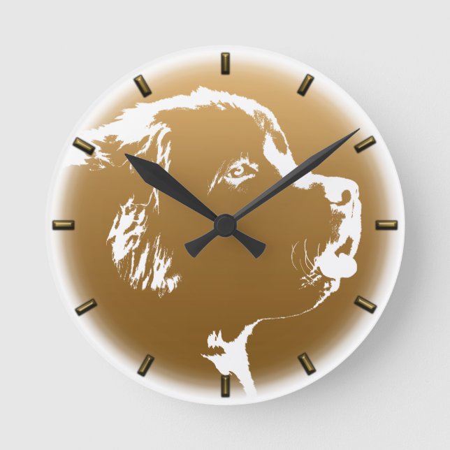Newfoundland Pup Clock Dog Lover Wall Clock Decor (Front)