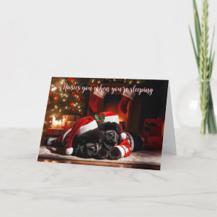 Newfoundland Puppies Sleeping Christmas Card