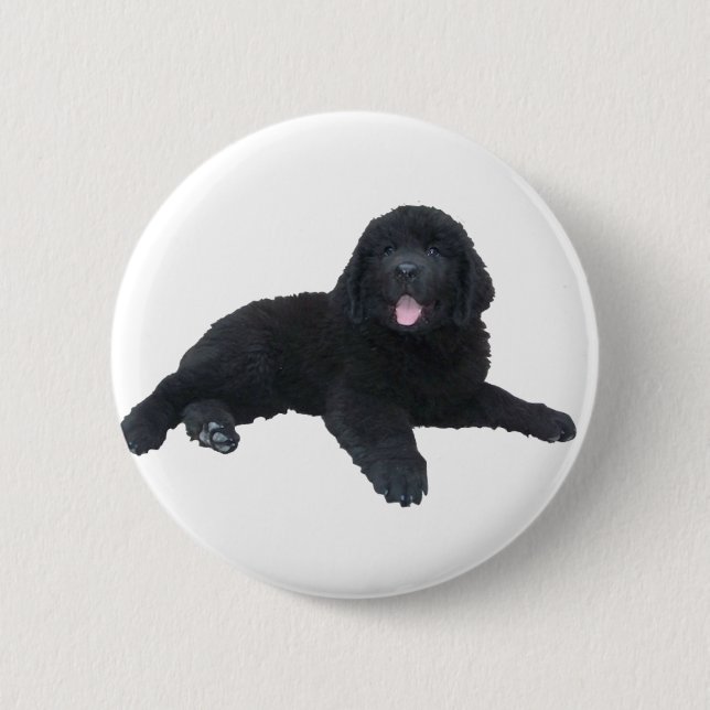 Newfoundland Puppy 6 Cm Round Badge (Front)