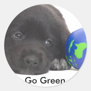Newfoundland Puppy With Earth Classic Round Sticker