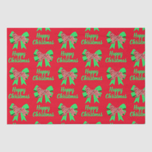 Newfoundland Red Christmas Dog & Green Bow Tissue Paper