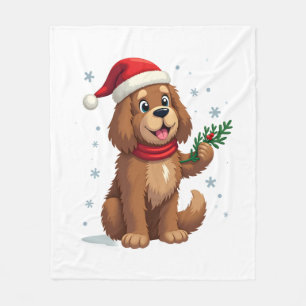 Newfoundland Santa Hat Fleece Blanket