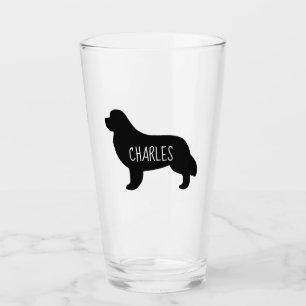 Newfoundland Silhouette Personalised Dog Glass
