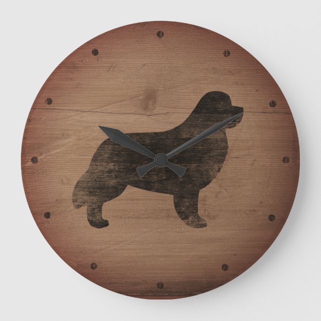 Newfoundland Silhouette Rustic Large Clock (Front)