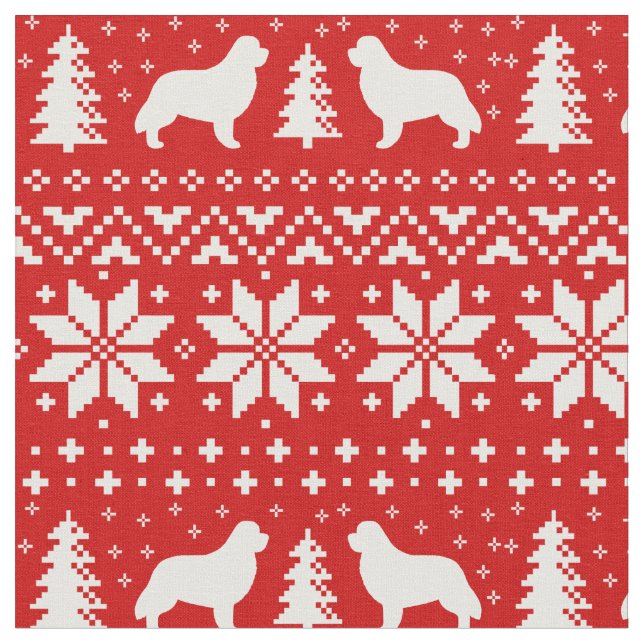 Newfoundland Silhouettes Christmas Holiday Xmas Fabric (Close Up)