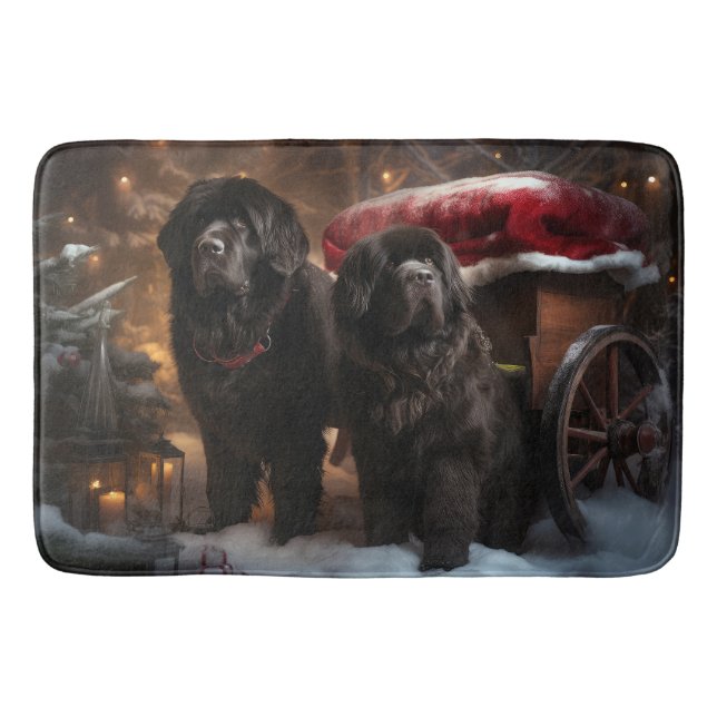 Newfoundland Snowy Sleigh Christmas Decor Bath Mat (Front)