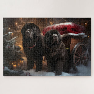 Newfoundland Snowy Sleigh Christmas Decor Jigsaw Puzzle