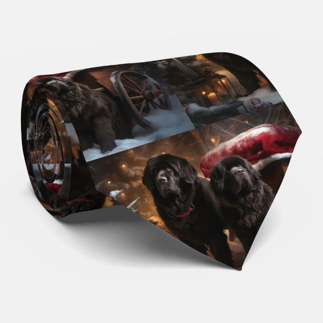 Newfoundland Snowy Sleigh Christmas Decor Tie (Rolled)