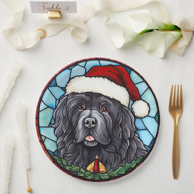 Newfoundland Stained Glass Christmas Paper Plate (Wedding)