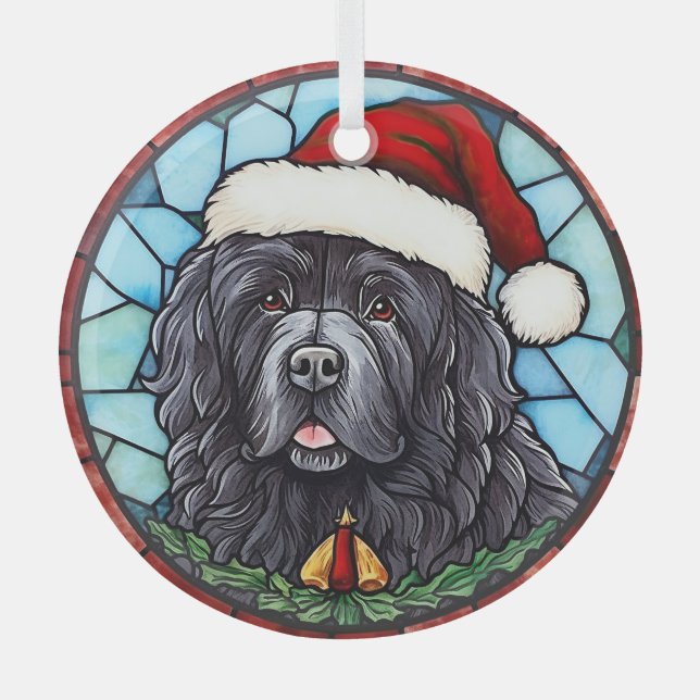 Newfoundland Stained Glass Christmas Tree Decoration (Front)