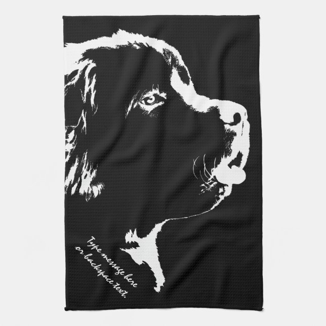Newfoundland Towel Personalised Dog Tea Towel (Vertical)