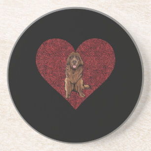Newfoundland valentines day   dog love print gift coaster