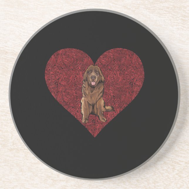 Newfoundland valentines day | dog love print gift coaster (Front)