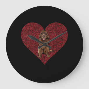 Newfoundland valentines day dog love print gift large clock