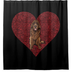Newfoundland valentines day   dog love print gift shower curtain
