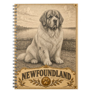 Newfoundland, Vintage Heritage Dog Notebook