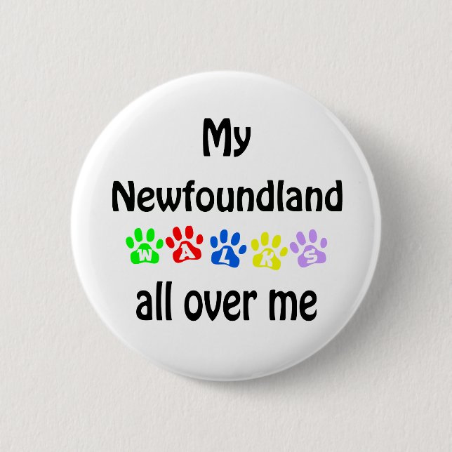 Newfoundland Walks Design 6 Cm Round Badge (Front)