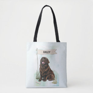 Newfoundland Watercolor Personalised Dog Tote Bag