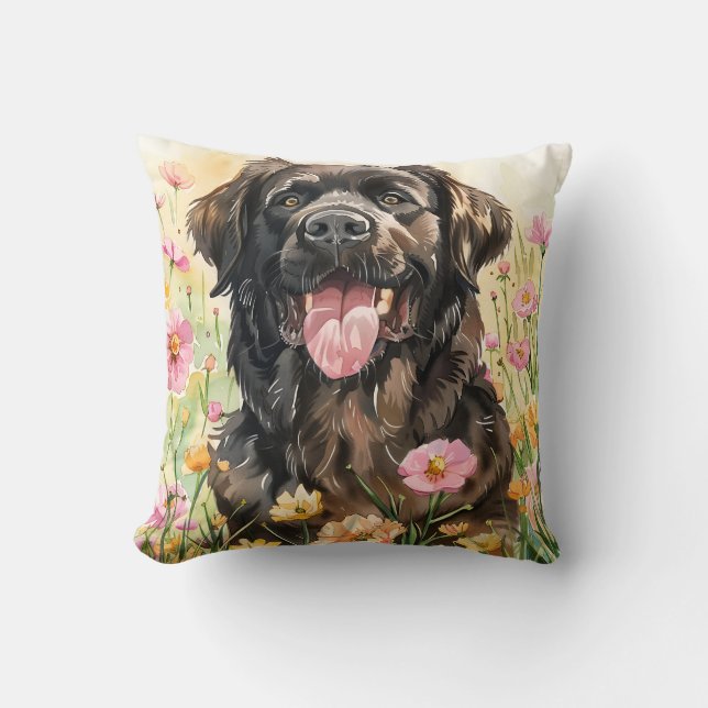 Newfoundland Watercolor Throw Pillow  (Front)