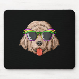 Newfoundland wearing glasses and mask present mouse pad