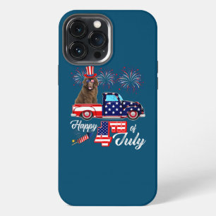 Newfoundland Wearing Sunglasses American Flag iPhone 13 Pro Max Case
