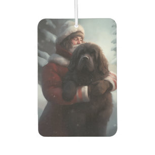 Newfoundland With Santa Claus Festive Christmas  Car Air Freshener