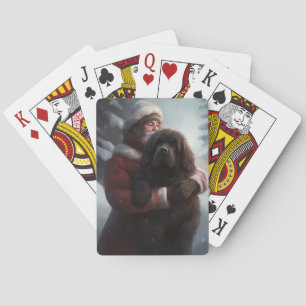Newfoundland With Santa Claus Festive Christmas Playing Cards