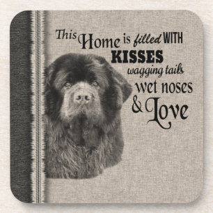 Newfoundlander vintage portrait cute quote coaster