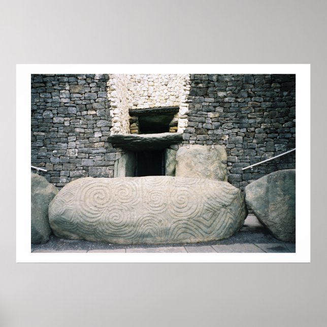 Newgrange Ireland, Ancient Spiral Stone Symbols Poster (Front)