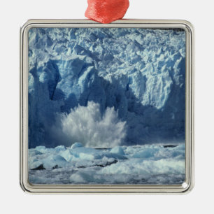 Newly-calved iceberg splashing into chilly metal ornament