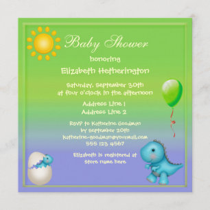 Newly Hatched Baby Boy Dinosaur Baby Shower Invitation