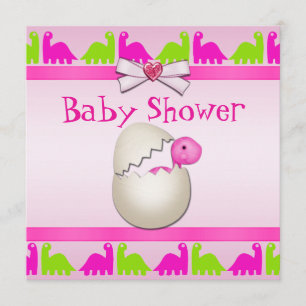 Newly Hatched Baby Girl Dinosaur Baby Shower Invitation