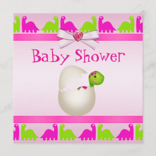 Newly Hatched Baby Girl Dinosaur Baby Shower Invitation