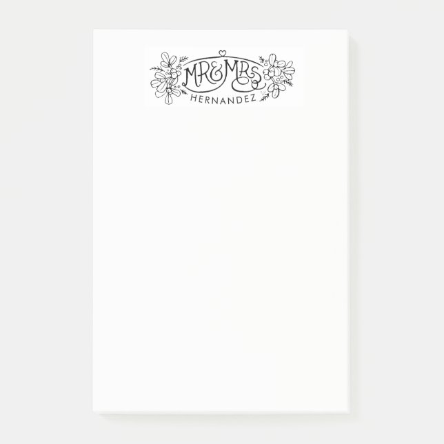 Newly married decorative drawing post it notes (Front)