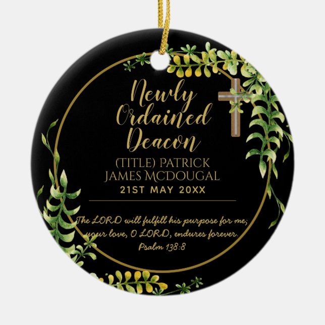 Newly Ordained Deacon Gift Scripture Verse Custom Ceramic Ornament (Front)