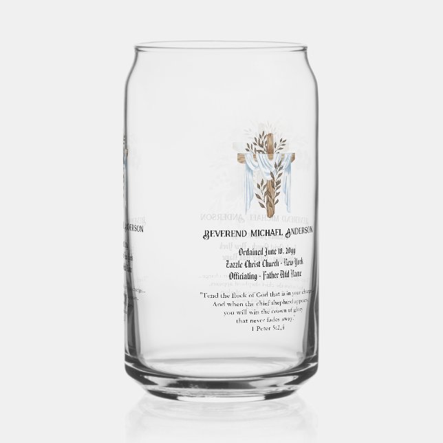 Newly Ordained Priest Pastor Deacon Minister Can Glass (Back)