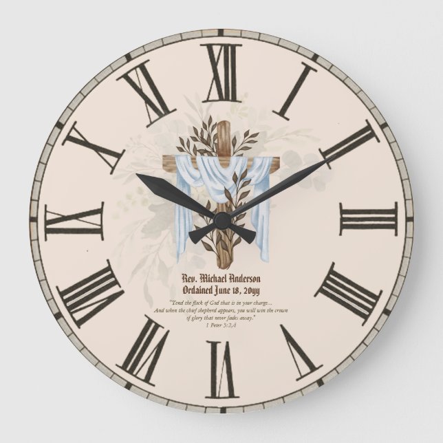 Newly Ordained Priest Pastor Deacon Minister Large Clock (Front)