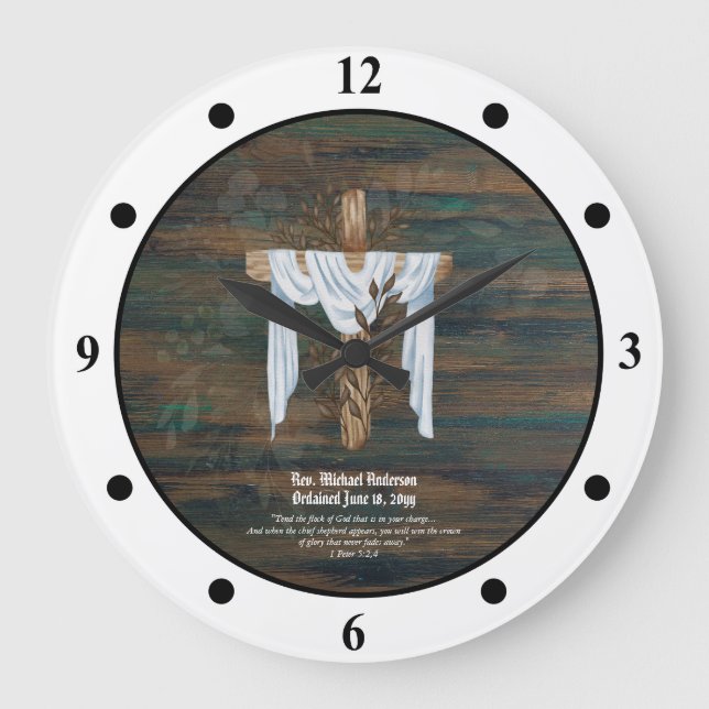 Newly Ordained Priest Pastor Deacon Minister Large Clock (Front)